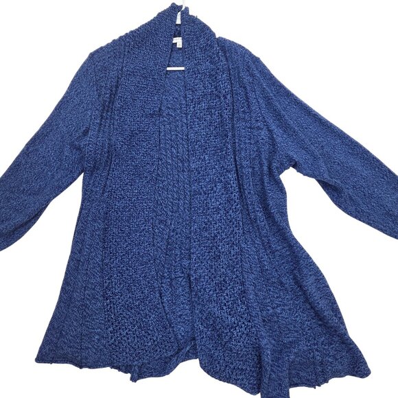 Notations Women's  Knit Cardigan Sweater Open Front Duster Length Blue Size 3X - Picture 2 of 8